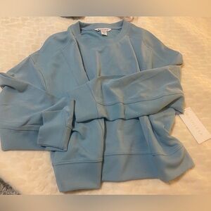 Athleta Seasoft Rib Crewneck Sweatshirt in Light Blue, NWT